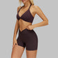 Removable breast sports bra+Sport shorts 2-piece set