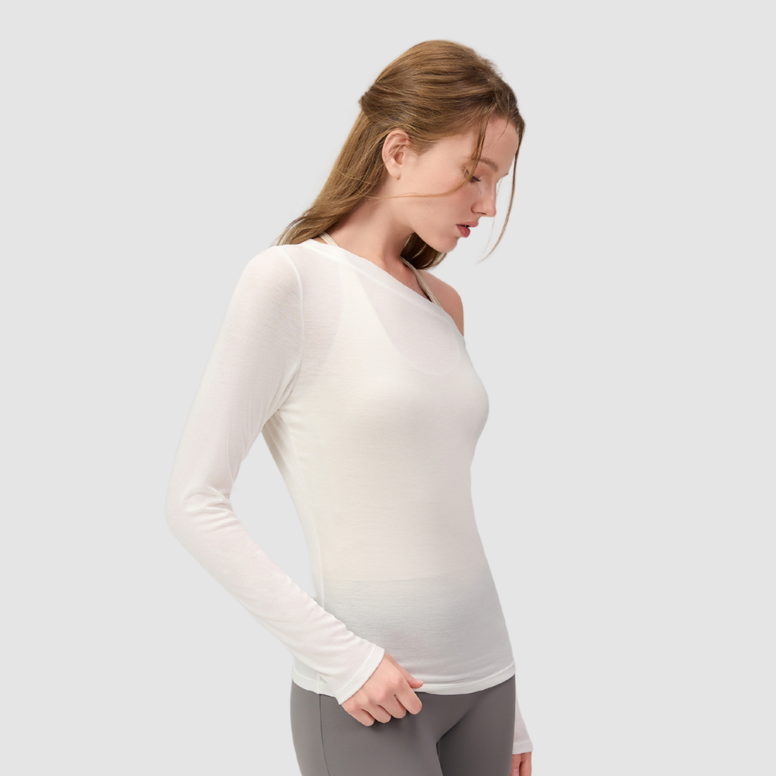 Wholesale Women's Lyocell Off-Shoulder Long-Sleeve Yoga Top