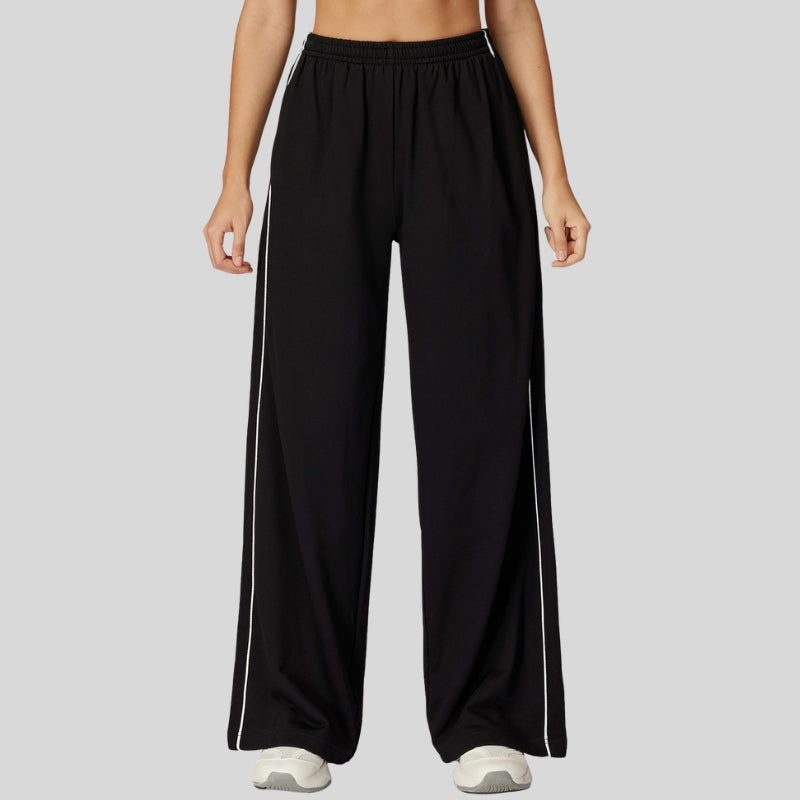 Loose-fitting striped color-blocked sweatpants