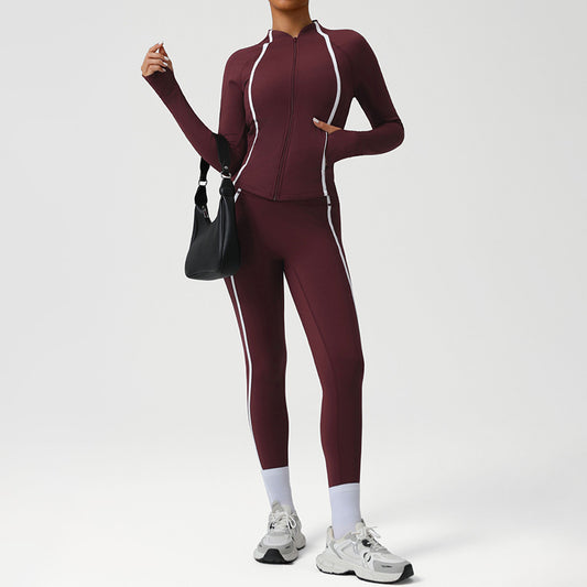 Wholesale Snug-Fit Color-Blocked Jacket + High-Waisted | Wonderxfans bulk activewear