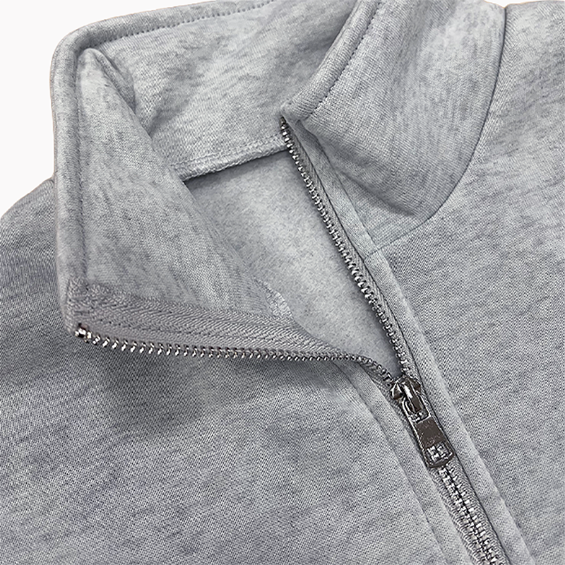 Loose long sleeved Half Zip Stand Collar Fleece Sweatshirt