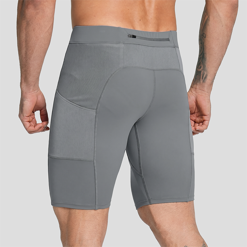 Wholesale Men's High-Waist Compression Shorts – Tummy Control Double-Layer Gym Shorts