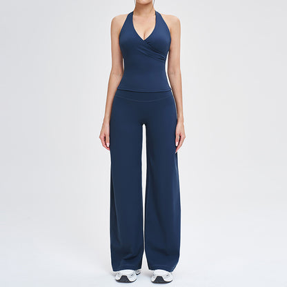 Wholesale open-back tank top + loose wide-leg pants