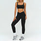 Square neckline backless sports bra+athletic slimming leggings 2-piece set