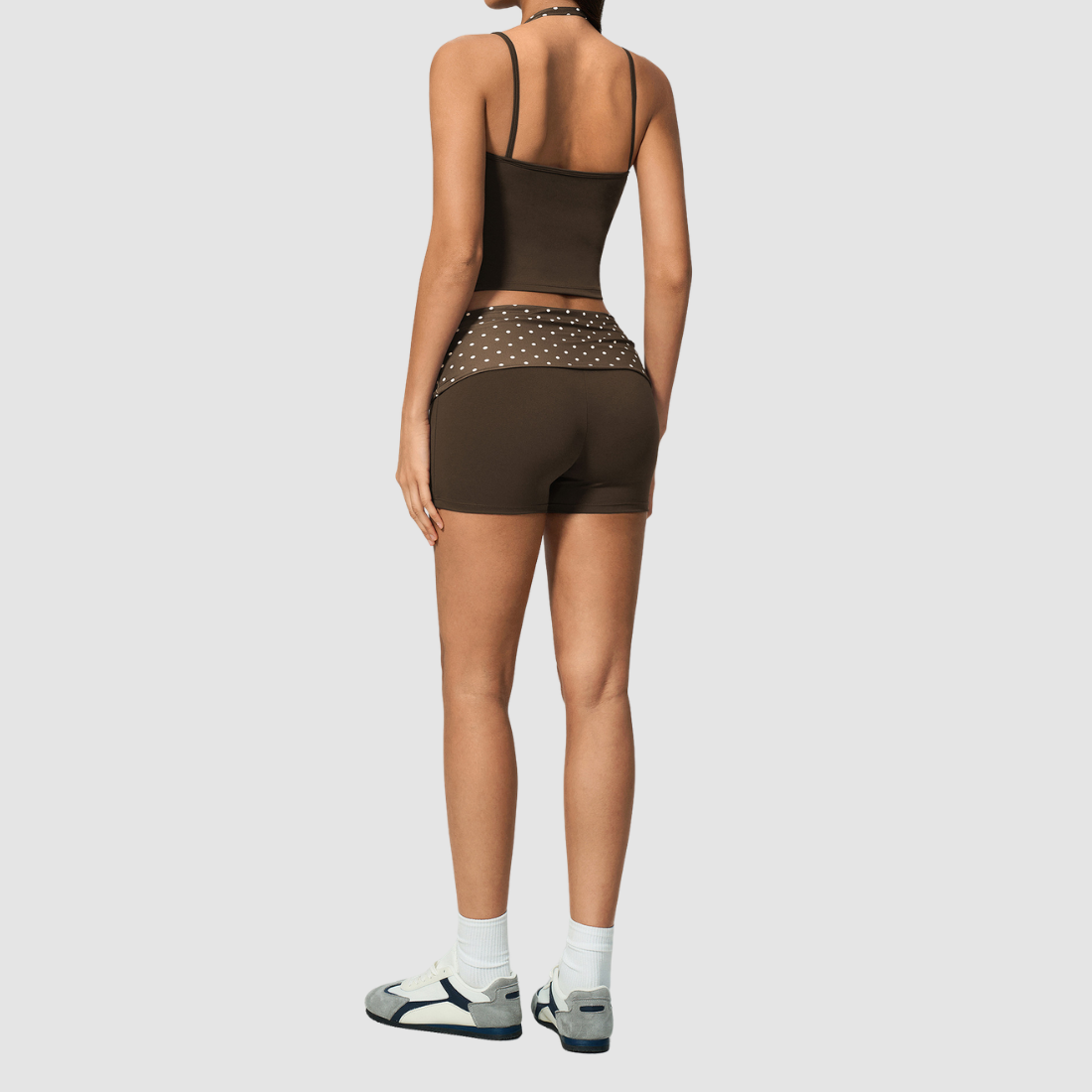 Wholesale Women’s Polka-Dot Racerback Tank & Shorts Yoga Set