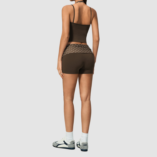 Wholesale Women’s Polka-Dot Racerback Tank & Shorts Yoga Set