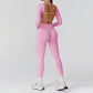 Seamless long sleeve Sports top + High-waisted leggings 2-Piece Set