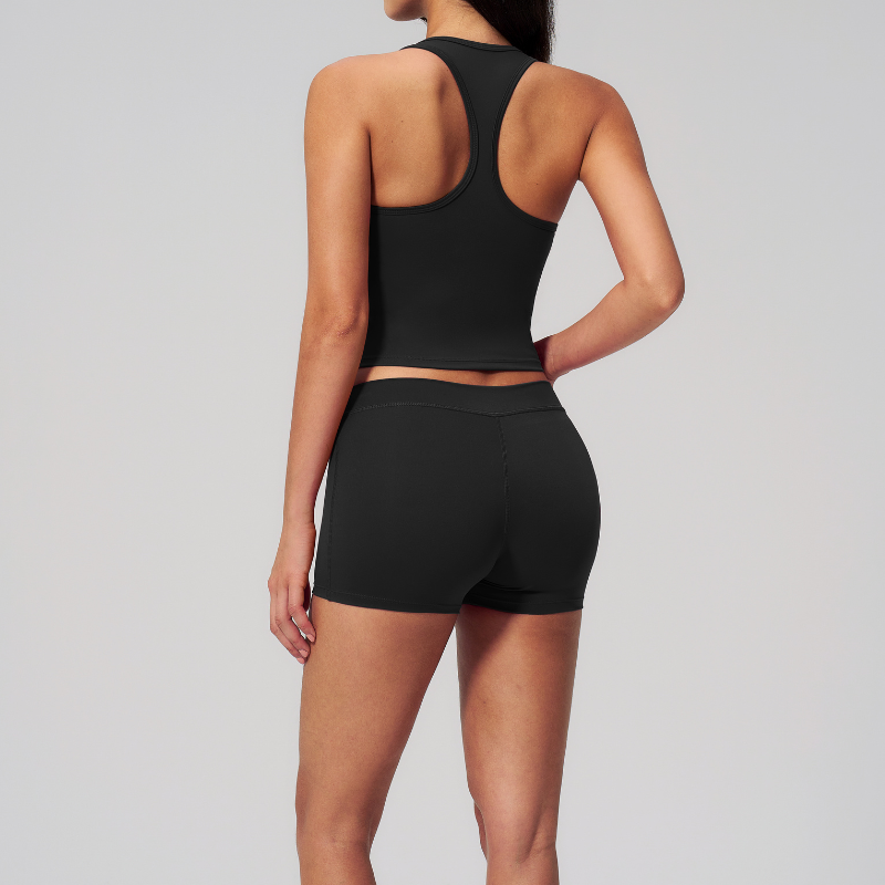 Wholesale Women's I-shape Back Tank Top & Booty-Lift Shorts Set – Seam-Detail Naked-Feel Yoga 2-Piece Set