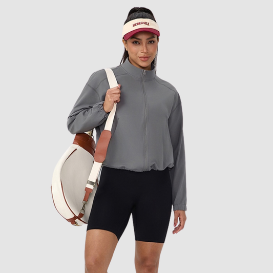 Wholesale Women's Fleece-Lined Stand-Collar Zip Fitness Jacket