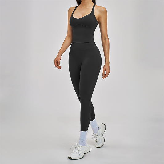 Wholesale Cross Back Tank Top+High Waist Legging 2-piece Set