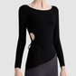 Wholesale Women's Ruched Drawstring Long-Sleeve Yoga Top – Slim Fit Activewear