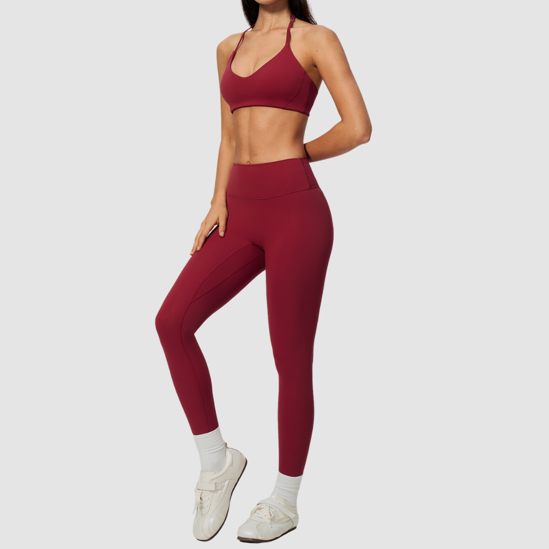 Wholesale Women's Activewear Brushed Padded Bra & Fitted Long-Pants Yoga Set