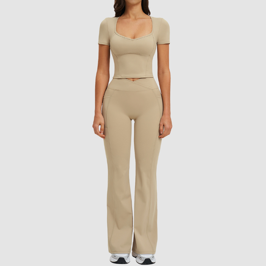 Wholesale square-neck crop top + high-waisted | Wonderxfans bulk activewear