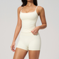 Wholesale Women's Brushed Tank Top & Booty-Lift Shorts Set – Seam-Detail Naked-Feel Yoga 2-Piece Set