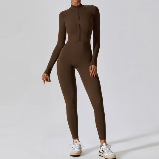 Wholesale Zipper stand collar long-sleeved jumpsuit | Wonderxfans bulk activewear