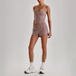 Wholesale Naked-Feel Racerback Sports Bra & High-Waist Biker Shorts Set – Sculpting Yoga 2-Piece