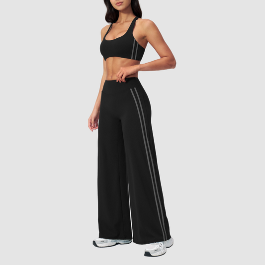 Nude-feel removable padded bra + High-waisted pants set