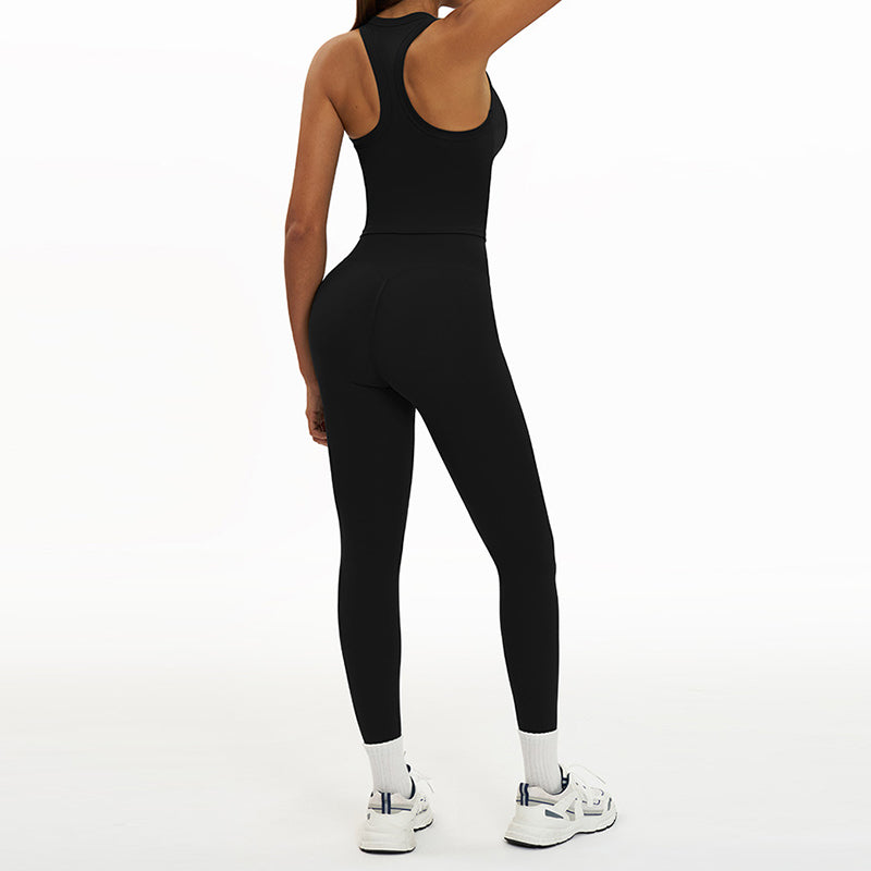 Racerback Sports top + High-waisted leggings 2-Piece Set