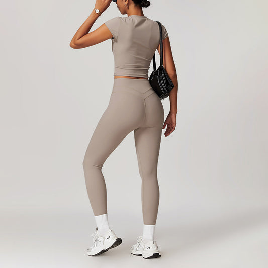 Wholesale Fitness Brushed Short Sleeve Yoga | Wonderxfans bulk activewear