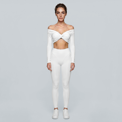 High-Elastic Quick-Dry Bare-Skin Long Sleeve Cover-Up + Bra + Leggings 3-piece set