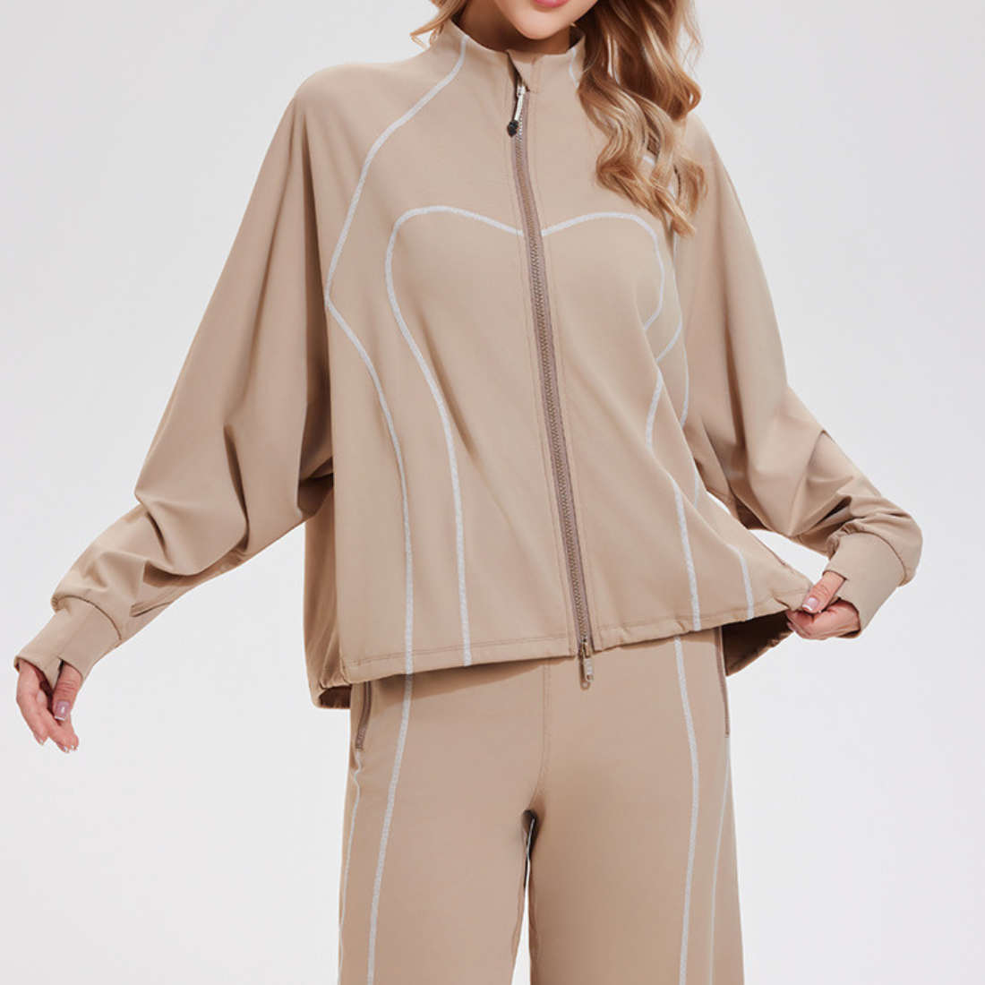 Women's Activewear Loose-Fit Long-Sleeve Yoga Training Outer Layer Jacket