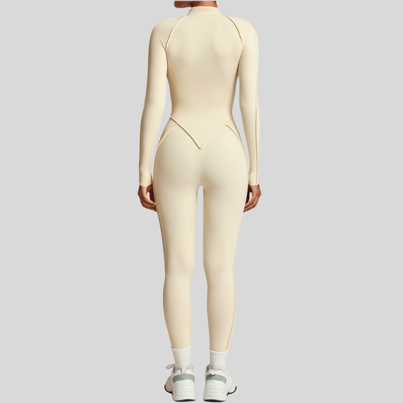 Stand-up collar zipper jumpuit