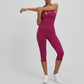 Wholesale V-neck halter top + high-waisted cropped pants set