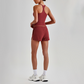 Wholesale Naked-Feel Racerback Sports Bra & High-Waist Biker Shorts Set – Sculpting Yoga 2-Piece