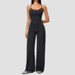 Wholesale Women's Brushed Yoga Jumpsuit – Cross Back Wide-Leg Athletic Bodysuit w/ Chest Pad