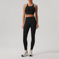 Color-Blocked Racerback Crop Top + High-Waisted Color-Blocked Leggings 2-Piece Set