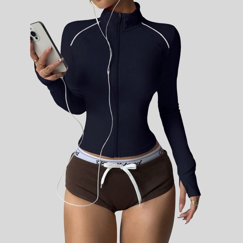 Contrast Color Athletic Slim-Fit Sport Jacket