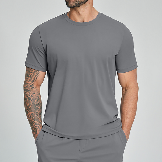 Wholesale Men's Drop-Shoulder Round-Neck Athletic T-Shirt – Breathable Workout Tee