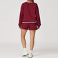 Contrasting Color long sleeve Sweatshirt + loose shorts 2 pieces set