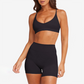 Cross back quick drying sports bra and high waisted shorts set