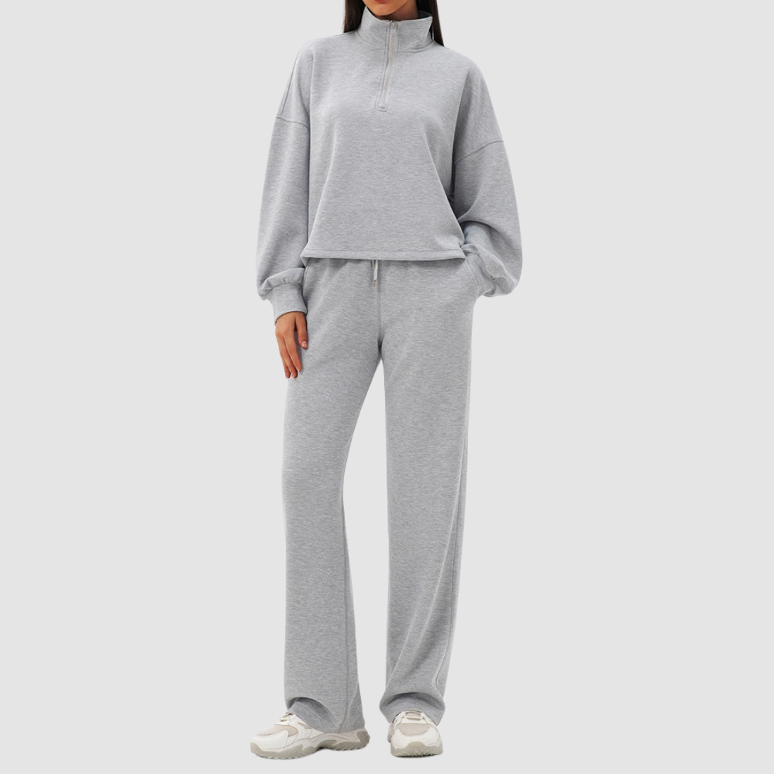 Wholesale Women's Modal Sports Set – Stand-Collar Sweatshirt & Straight-Leg Pants
