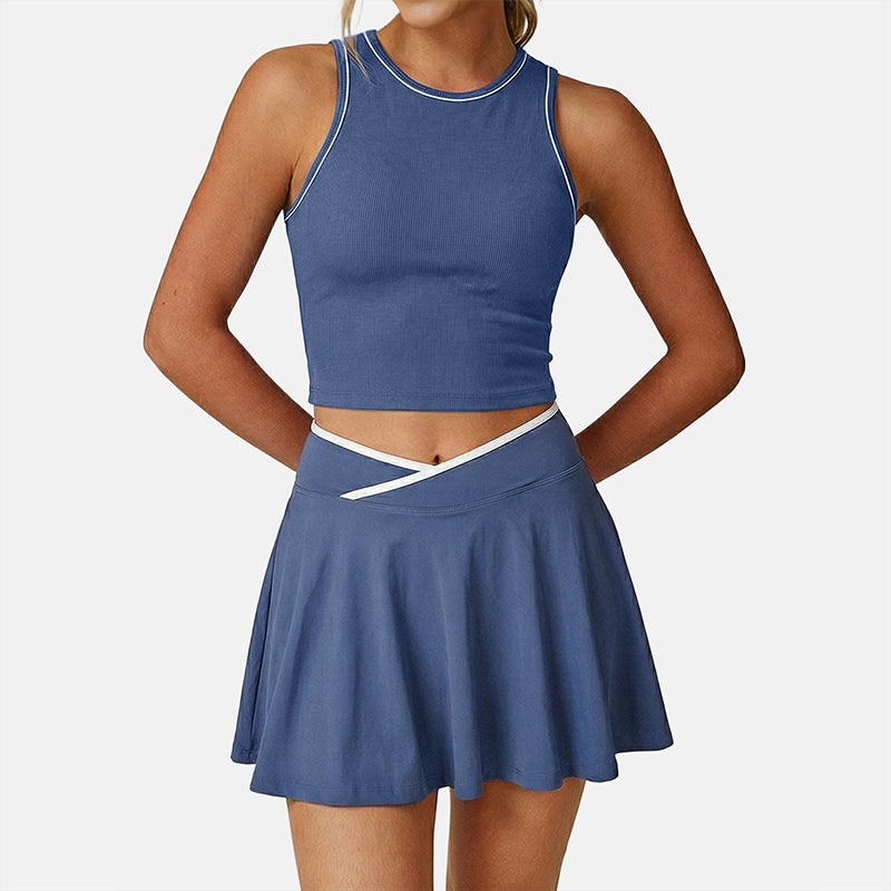 Wholesale women's tank top + A-line skirt 2-piece set