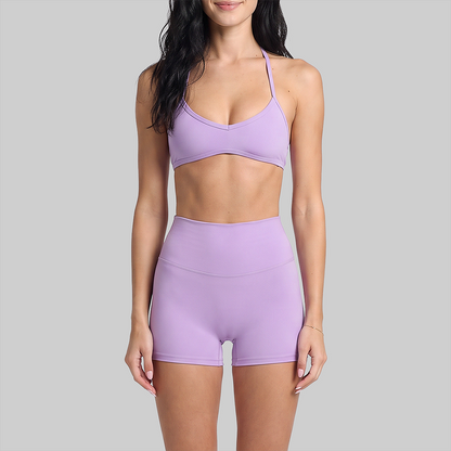 Wholesale Naked-Feel Halter Sports Bra + High Elasticity Fitness Shorts