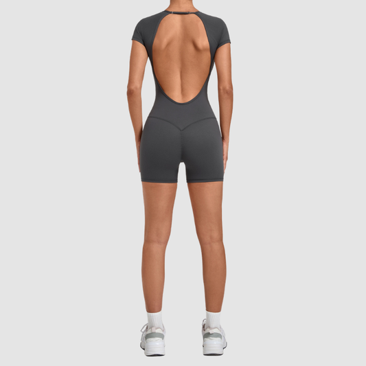 Wholesale Women's Open-Back Adjustable Yoga Bodysuit – Slim-Fit Butt-Lifting Short Romper