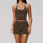 Wholesale Women's Bare-Feel Color-Block Tank Top & Shorts Set