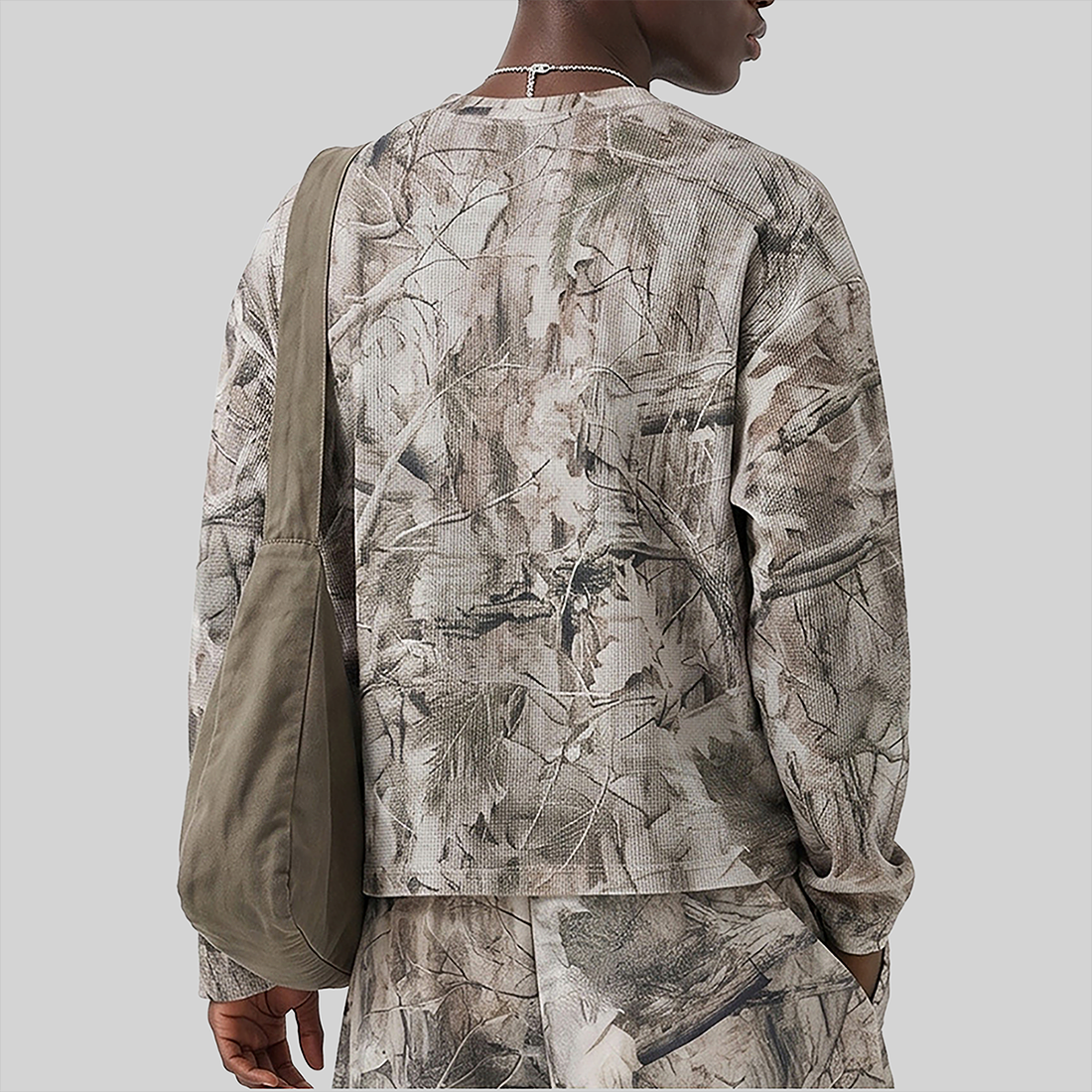 Wholesale Camouflage Waffle Knit T-Shirt – Breathable Long Sleeve Top