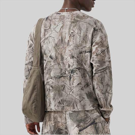 Wholesale Camouflage Waffle Knit T-Shirt – Breathable Long Sleeve Top