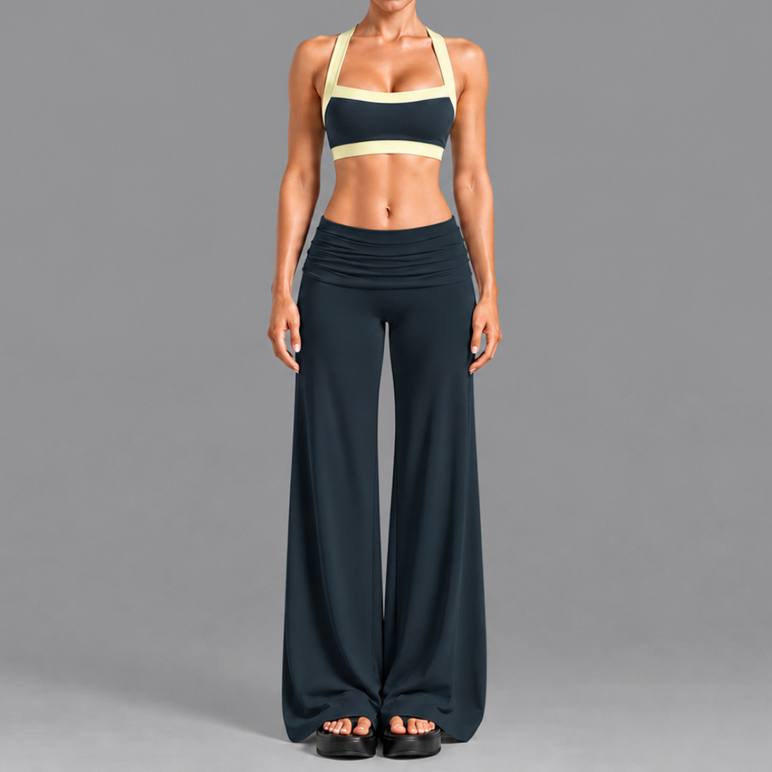 Women's Activewear Padded Sports Bra & High-Waist Long Pants Yoga Set