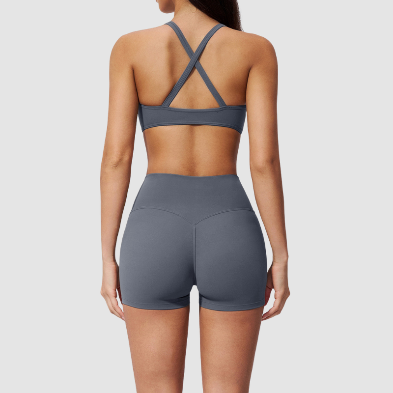 Wholesale Women's Sports Bra and Shorts Set – Creamy Brushed Fabric Fitness Set