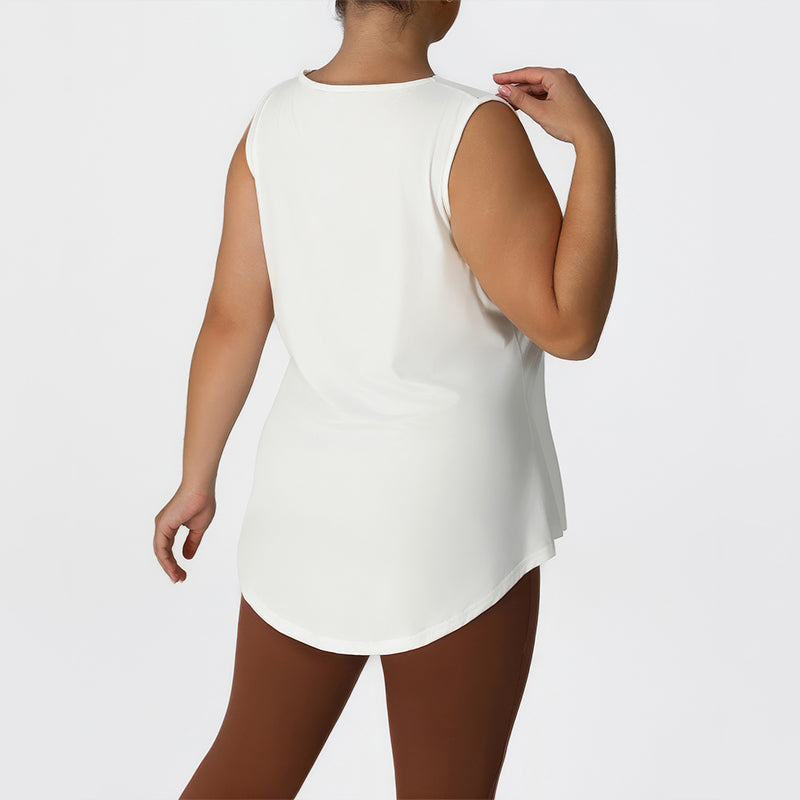 Women's Plus Size Wavy Hem V-Neck Sleeveless Yoga Tank Top