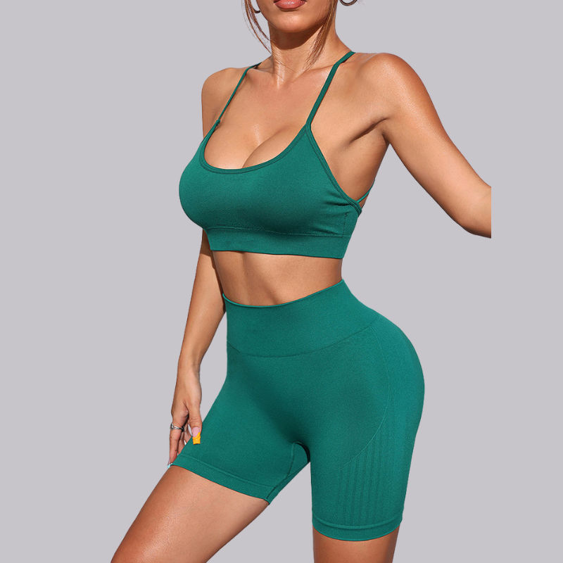 Seamless beautiful back bra + shorts two-piece set