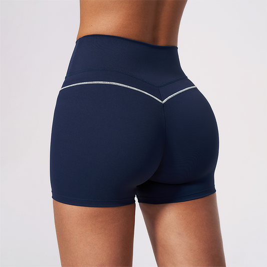 Wholesale Women's Brushed Yoga Shorts – Colorblock Tummy Control Butt Lift