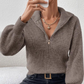Wholesale Women's Sweaters Polo-Collar Zip Long-Sleeve Knit Sweater Top
