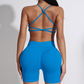 Women's beautiful back strap sports bra + yoga shorts two-piece set