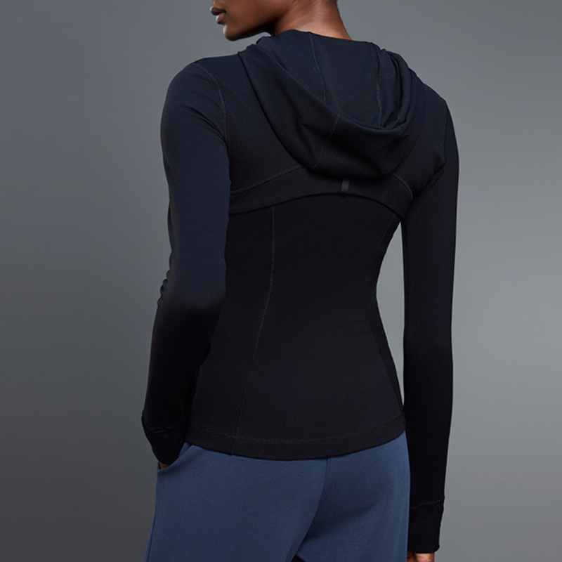 Women's yoga hooded cardigan long sleeve sports jacket