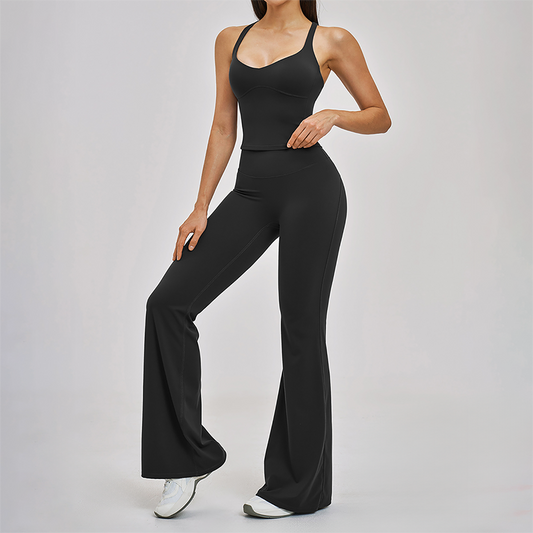 Wholesale Cross Back Tank Top+High Waist pant 2-piece Set